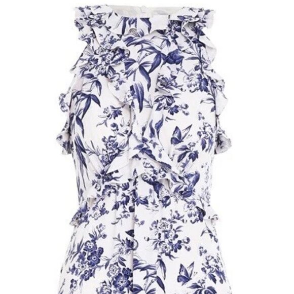 New$450 Zimmermann Sleeveless Silk Blend Frilled Top in Blue Bird 0 / US 2P (XS) - Picture 2 of 12